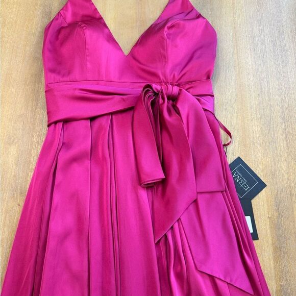 Mac Duggal Gown 26531 Size 6 Magenta Charmeuse Halter Soft Tie Waist High Slit - Picture 14 of 14